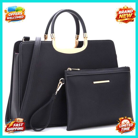 Top Handle Shoulder Bag Tote Satchel Purse Work Bag with Matching Wallet